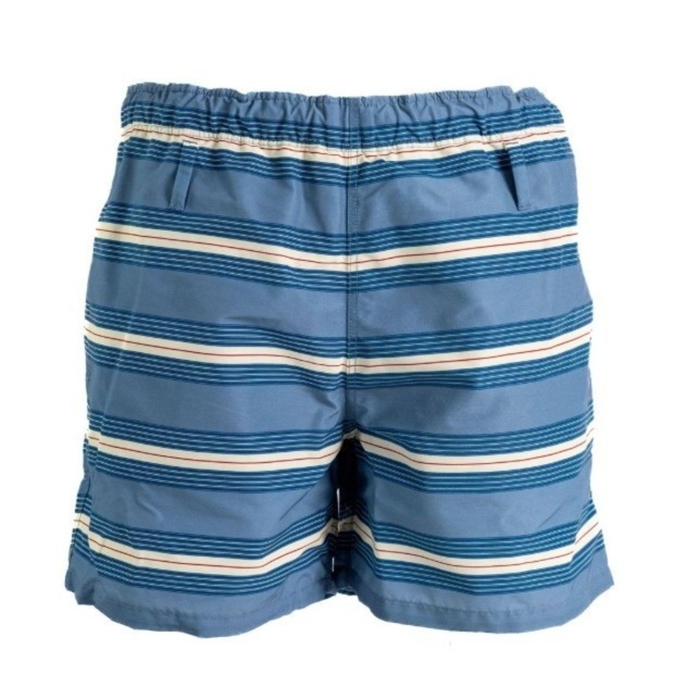 Prada UB378 Men's Medium Blue White striped technical fabric swim trunks